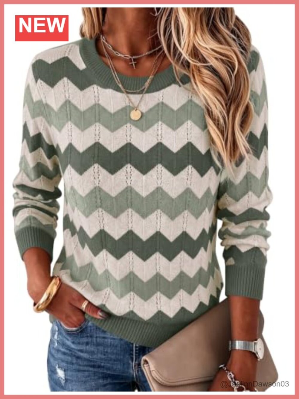 Womens Crew Neck Long Sleeve Knit Pullover Sweater Casual Fall Outfit